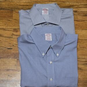 Brooks Brothers Button Up Shirt Mens 17.5-35 Madison Blue LS Non Iron- Lot Of 2